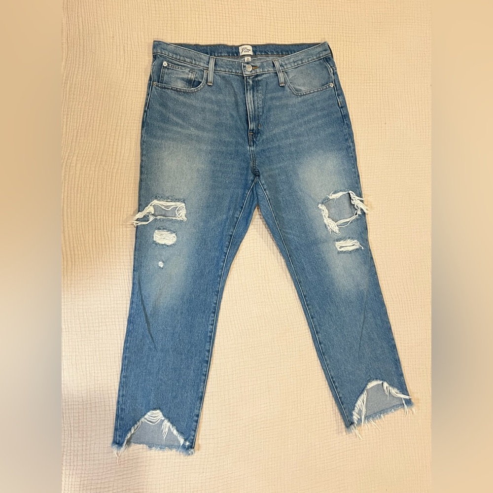 J CREW Jeans Womens Slouchy Boyfriend High Rise Medium Wash 100% Cotton Size 31 - Picture 1 of 14